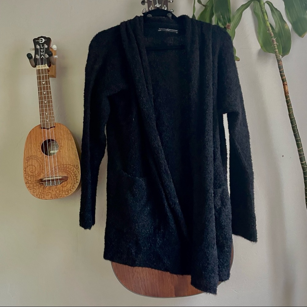 Peruvian Connection Black Open Alpaca Cardigan